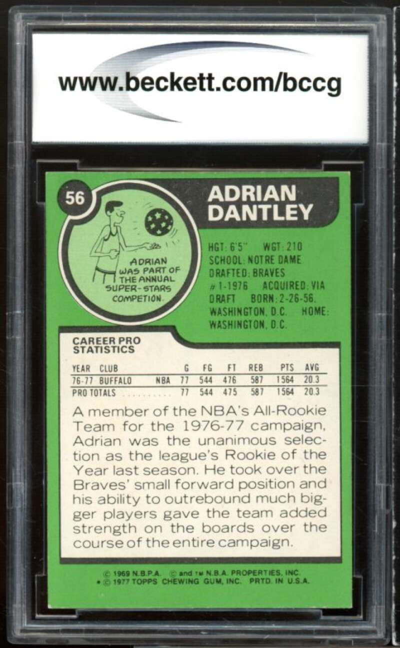 1979-80 Topps #56 Adrian Dantley Rookie Card BGS BCCG 8 Excellent+ Image 2