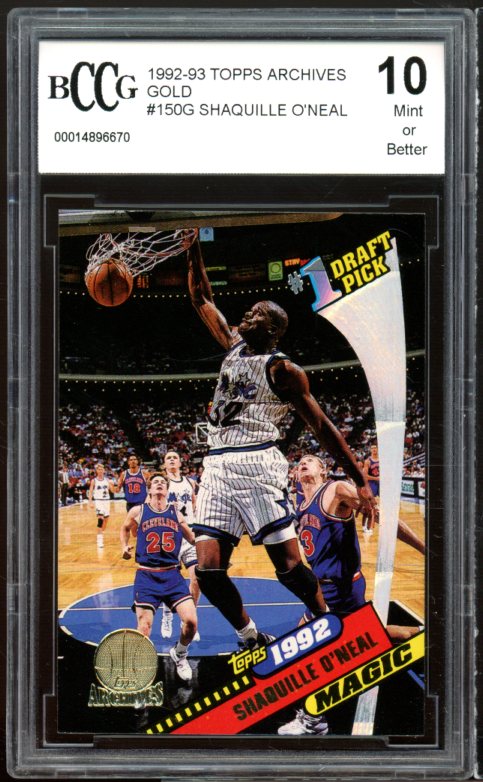 1992-93 Topps Archives Gold #150 Shaquille O'Neal Rookie Card BGS BCCG 10 Mint+ Image 1