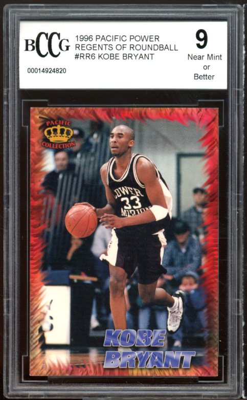 1996 Pacific Power Roundball #RR-6 Kobe Bryant Rookie Card BGS BCCG 9 Near Mint+ Image 1