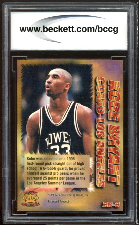 1996 Pacific Power Roundball #RR-6 Kobe Bryant Rookie Card BGS BCCG 9 Near Mint+ Image 2