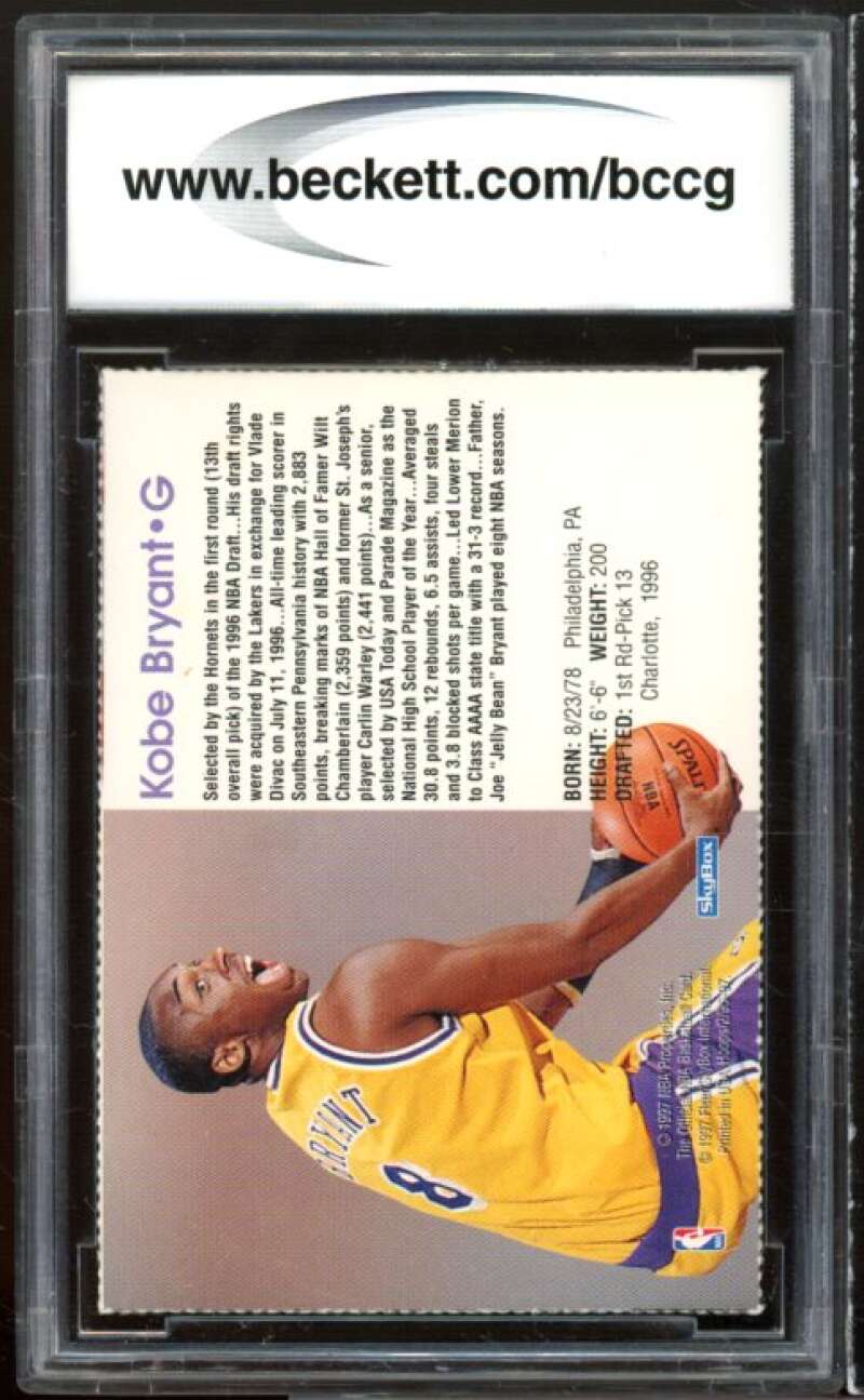 1996-97 Hoops Sheets #1h Kobe Bryant Rookie Card BGS BCCG 9 Near Mint+ Image 2