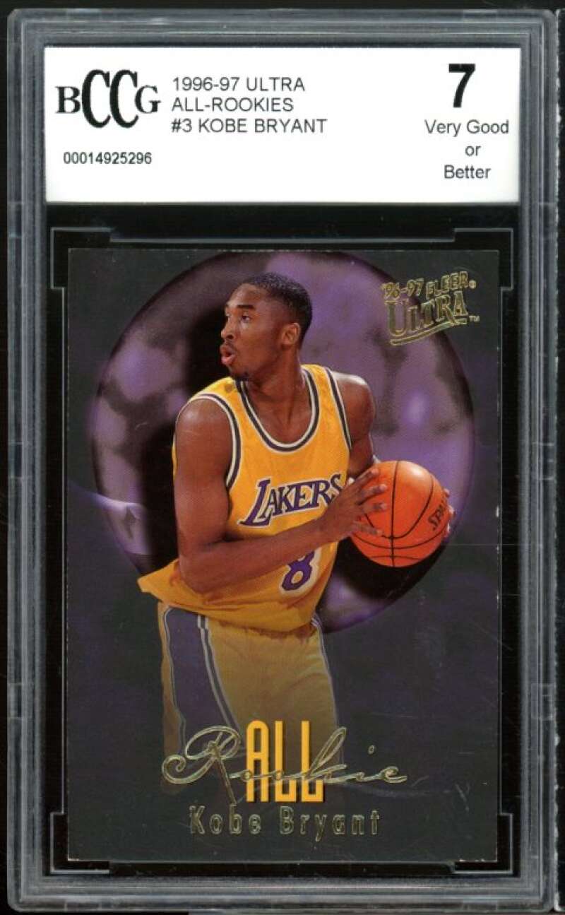 1996-97 Ultra All-Rookies #3 Kobe Bryant Rookie Card BGS BCCG 7 Very Good+ Image 1