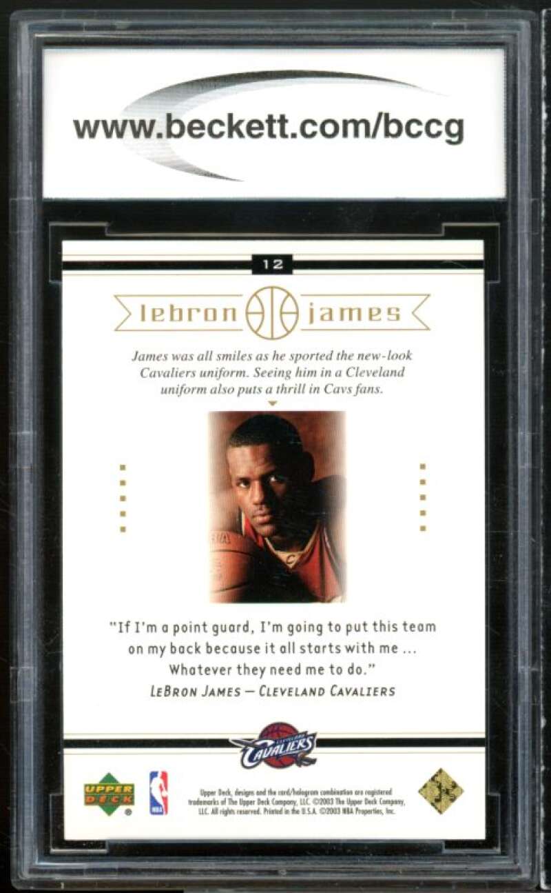 2003-04 Upper Deck Box Set #12 LeBron James Rookie Card BGS BCCG 10 Mint+ Image 2