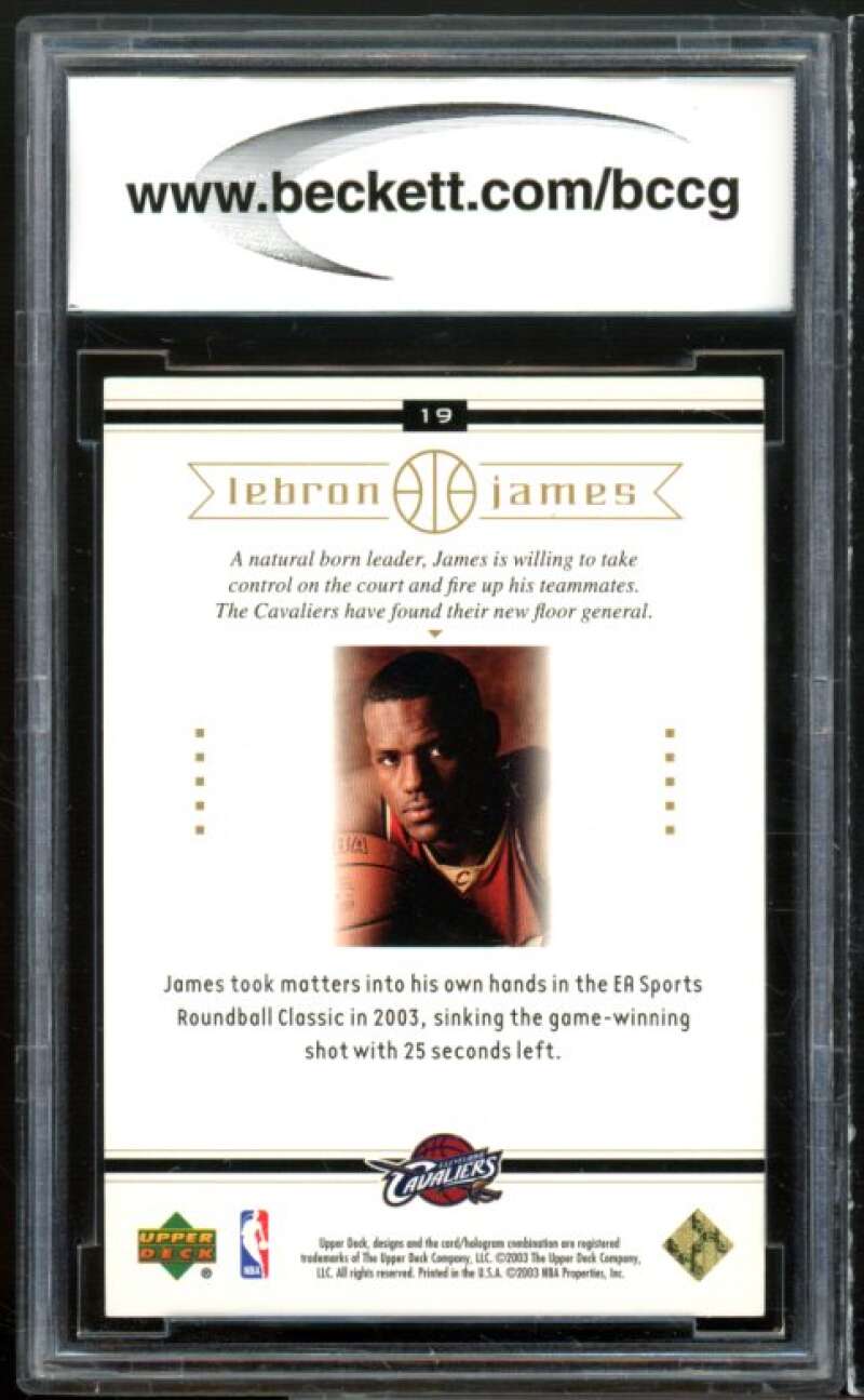 2003-04 Upper Deck Box Set #19 LeBron James Rookie Card BGS BCCG 9 Near Mint+ Image 2