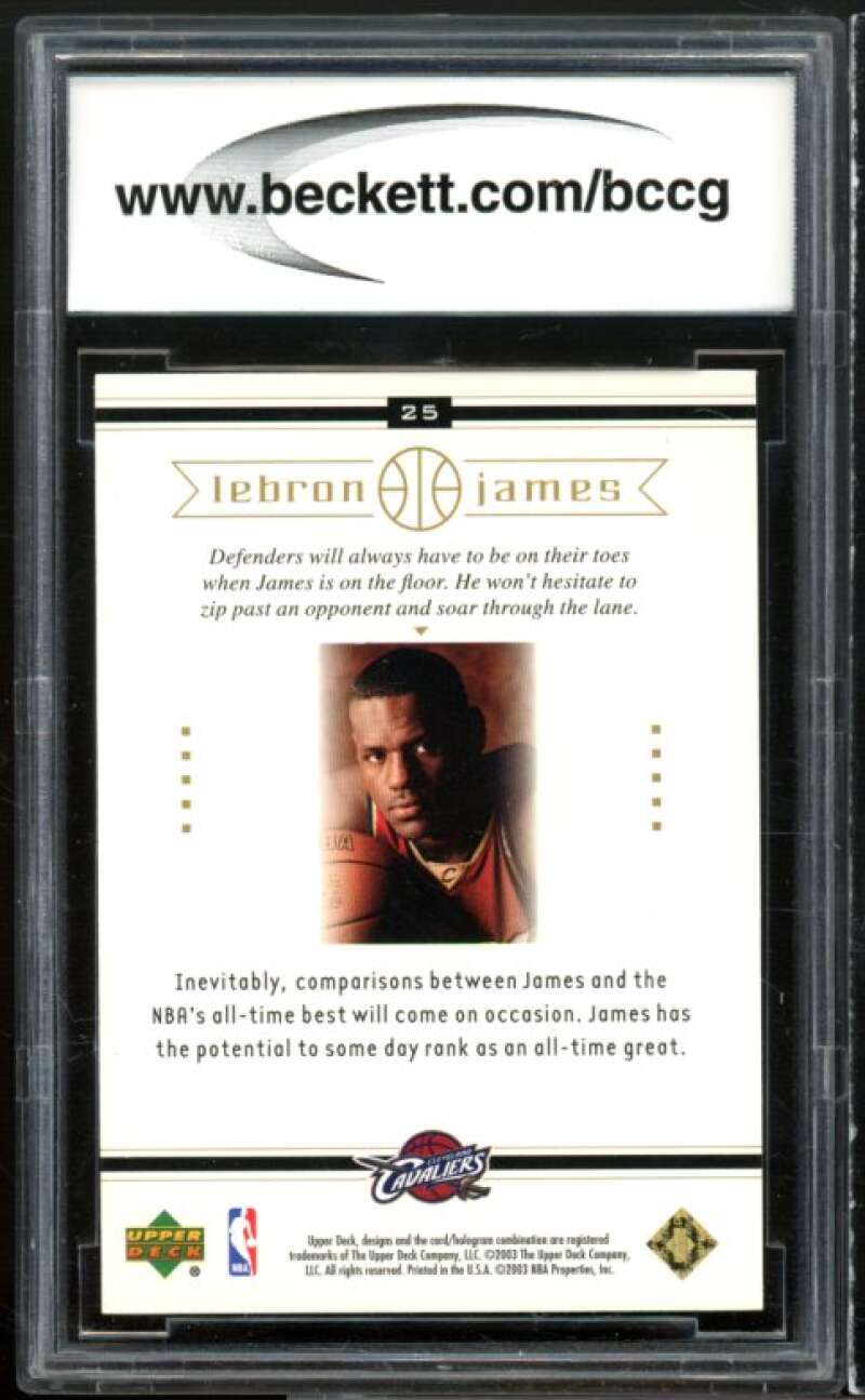 2003-04 Upper Deck Box Set #25 LeBron James Rookie Card BGS BCCG 9 Near Mint+ Image 2