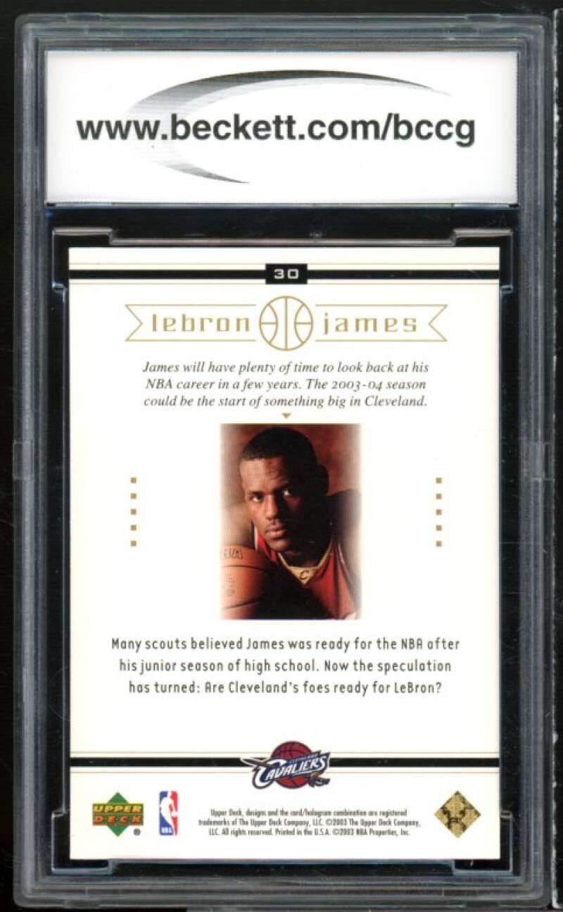 2003-04 Upper Deck Box Set #30 LeBron James Rookie Card BGS BCCG 10 Mint+ Image 2