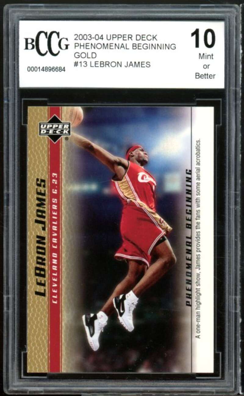 2003-04 Upper Deck PB Gold #13 LeBron James Rookie Card BGS BCCG 10 Mint+ Image 1