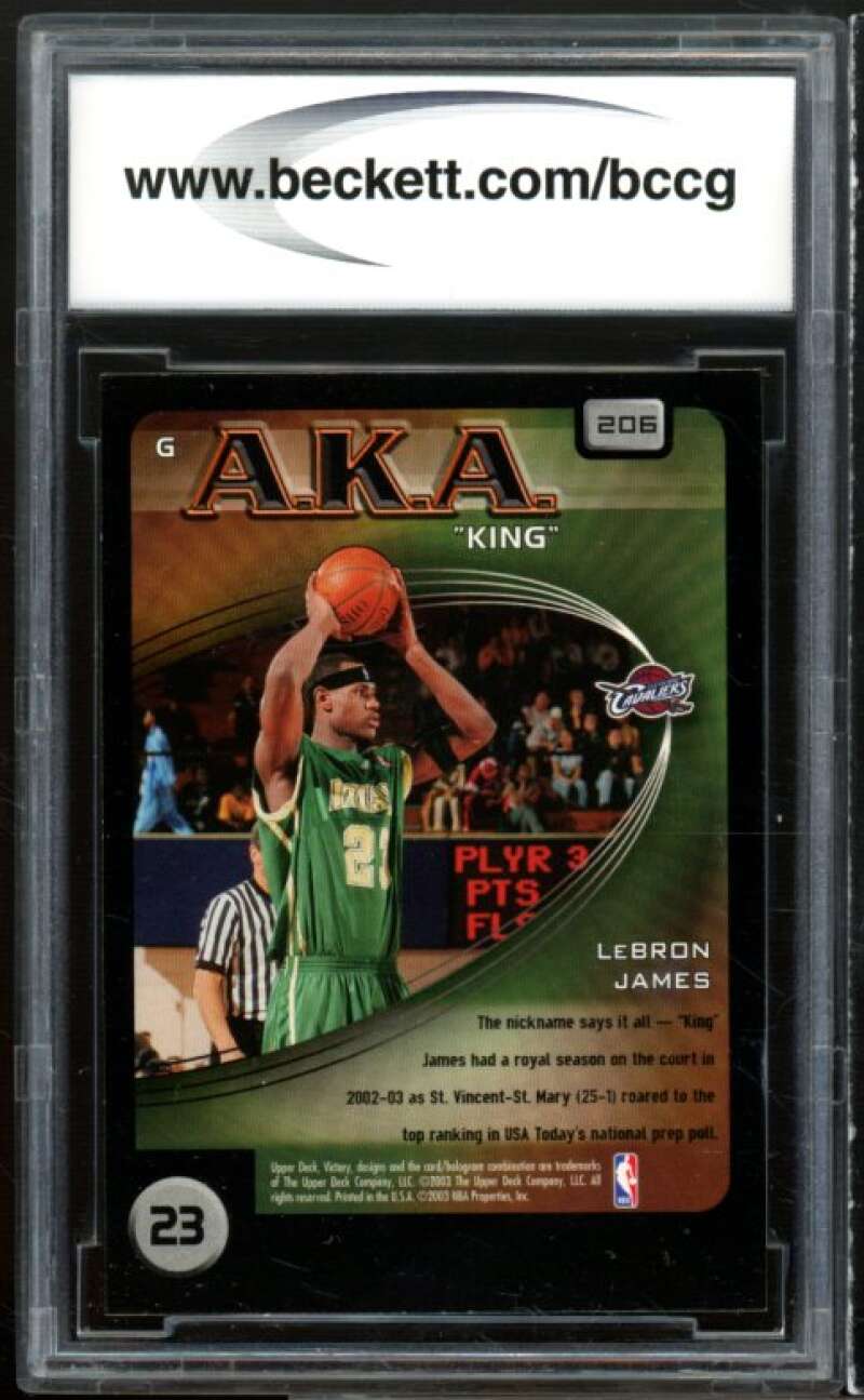 2003-04 Upper Deck Victory #206 Lebron James Rookie Card BGS BCCG 9 Near Mint+ Image 2