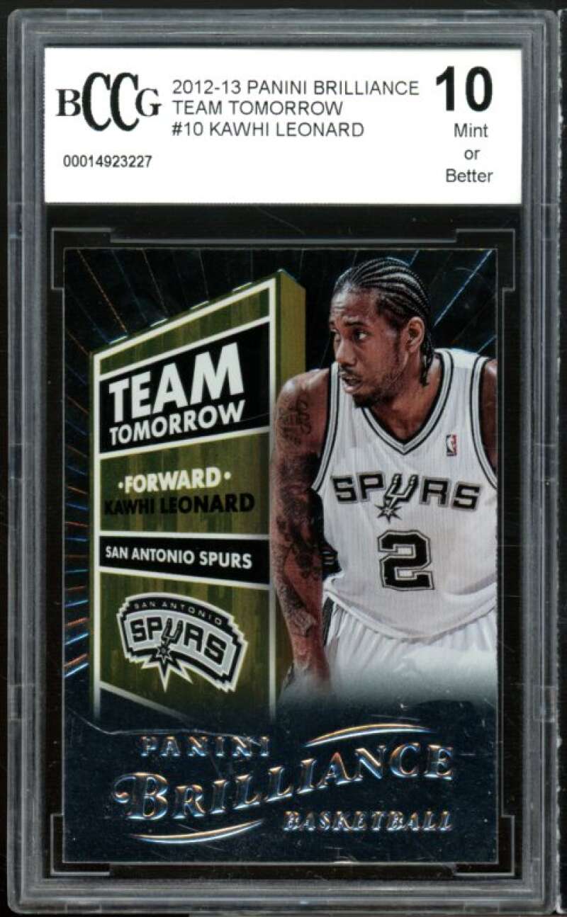2012-13 Panini Brilliance Team Tomorrow #10 Kawhi Leonard Rookie BGS BCCG 10 Image 1