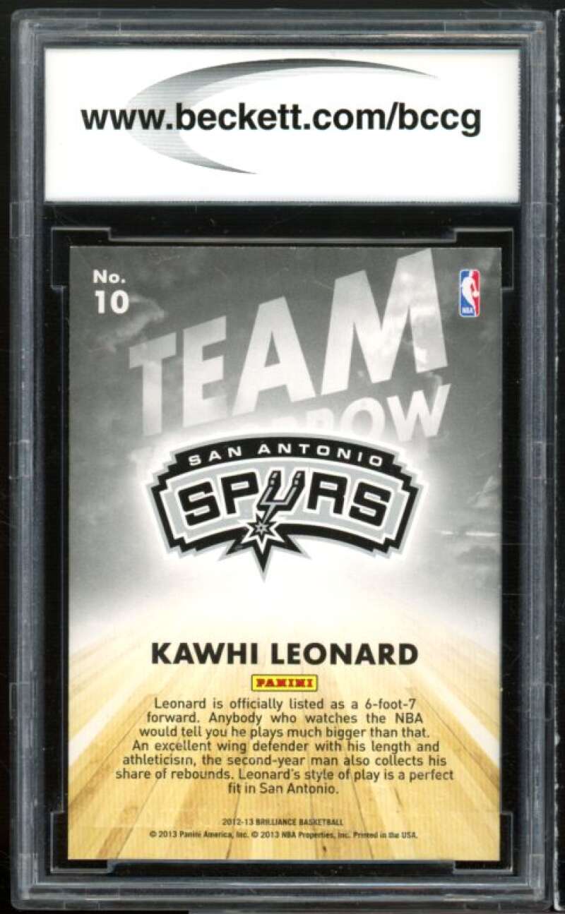 2012-13 Panini Brilliance Team Tomorrow #10 Kawhi Leonard Rookie BGS BCCG 10 Image 2