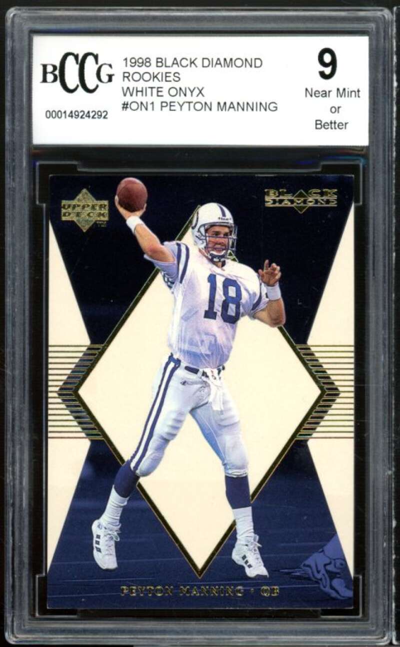 1998 Black Diamond White Onyx #SC1 Peyton Manning Rookie BGS BCCG 9 Near Mint+ Image 1