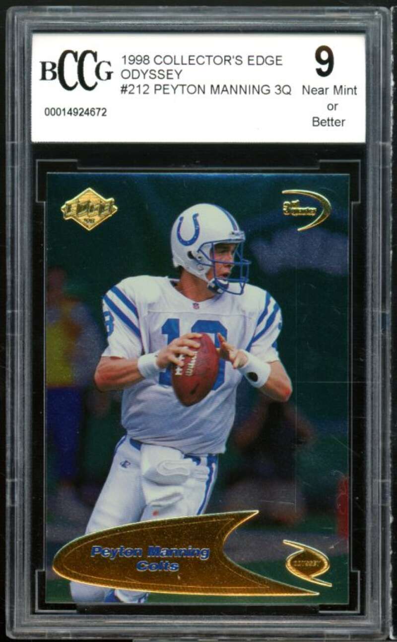 1998 Collector's Edge Odyssey #212 Peyton Manning Rookie BGS BCCG 9 Near Mint+ Image 1