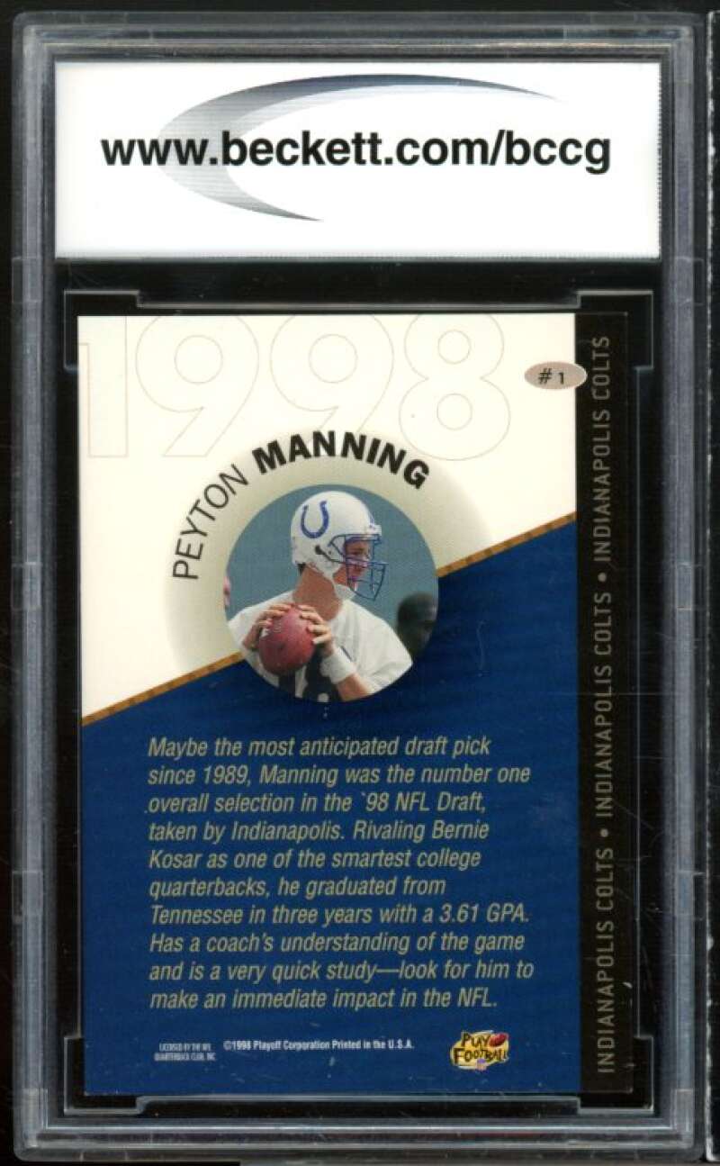 1998 Playoff Prestige DP Bronze #21 Peyton Manning Rookie BGS BCCG 10 Mint Image 2