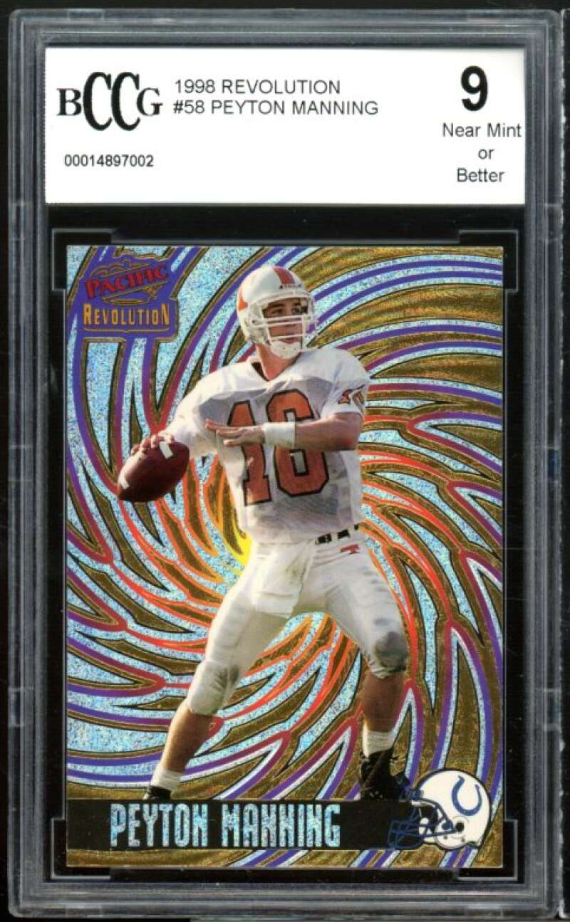 1998 Revolution #58 Peyton Manning Rookie Card BGS BCCG 9 Near Mint+ Image 1