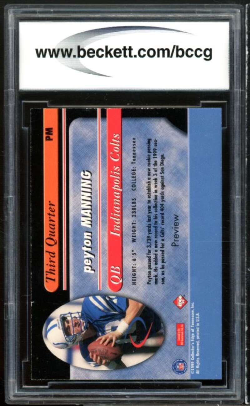 1999 Collector's Edge Odyssey Previews 3Q #pm Peyton Manning Card BGS BCCG 8 Ex+ Image 2