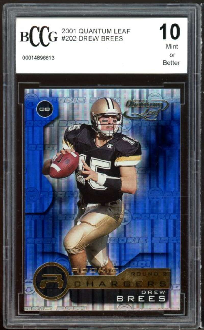 2001 Quantum Leaf #202 Drew Brees Rookie Card BGS BCCG 10 Mint+ Image 1