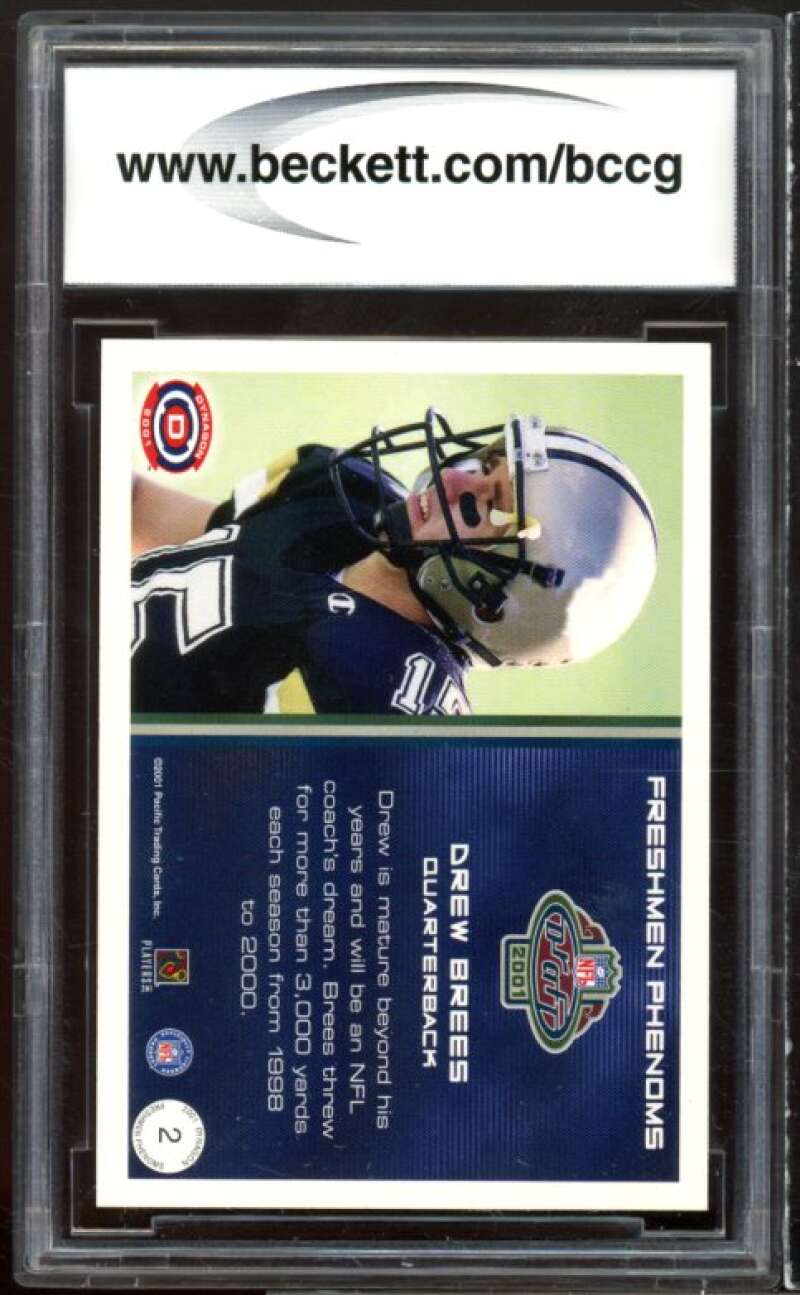 2001 Pacific Dynagon Freshman Phenoms Drew Brees Rookie BGS BCCG 8 Excellent+ Image 2