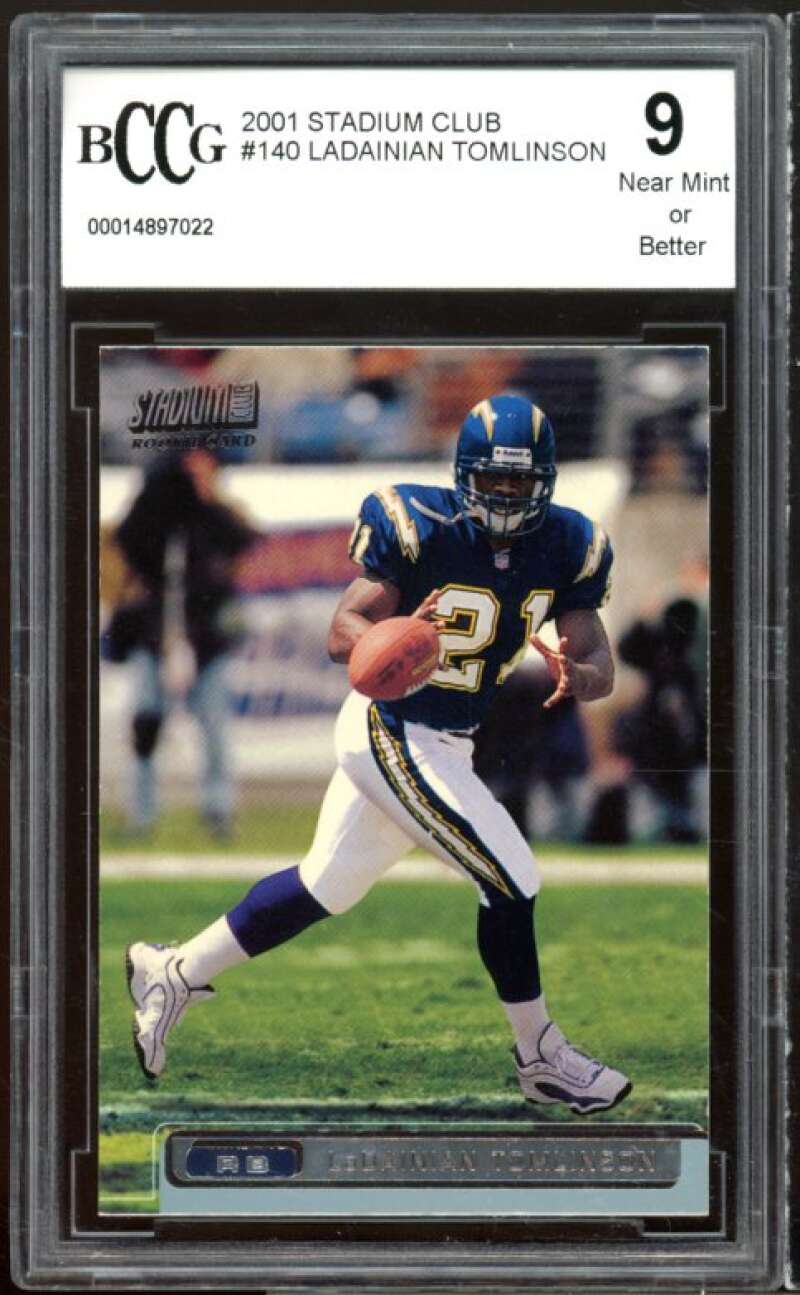 2001 Stadium Club #140 LaDainian Tomlinson Rookie Card BGS BCCG 9 Near Mint+ Image 1