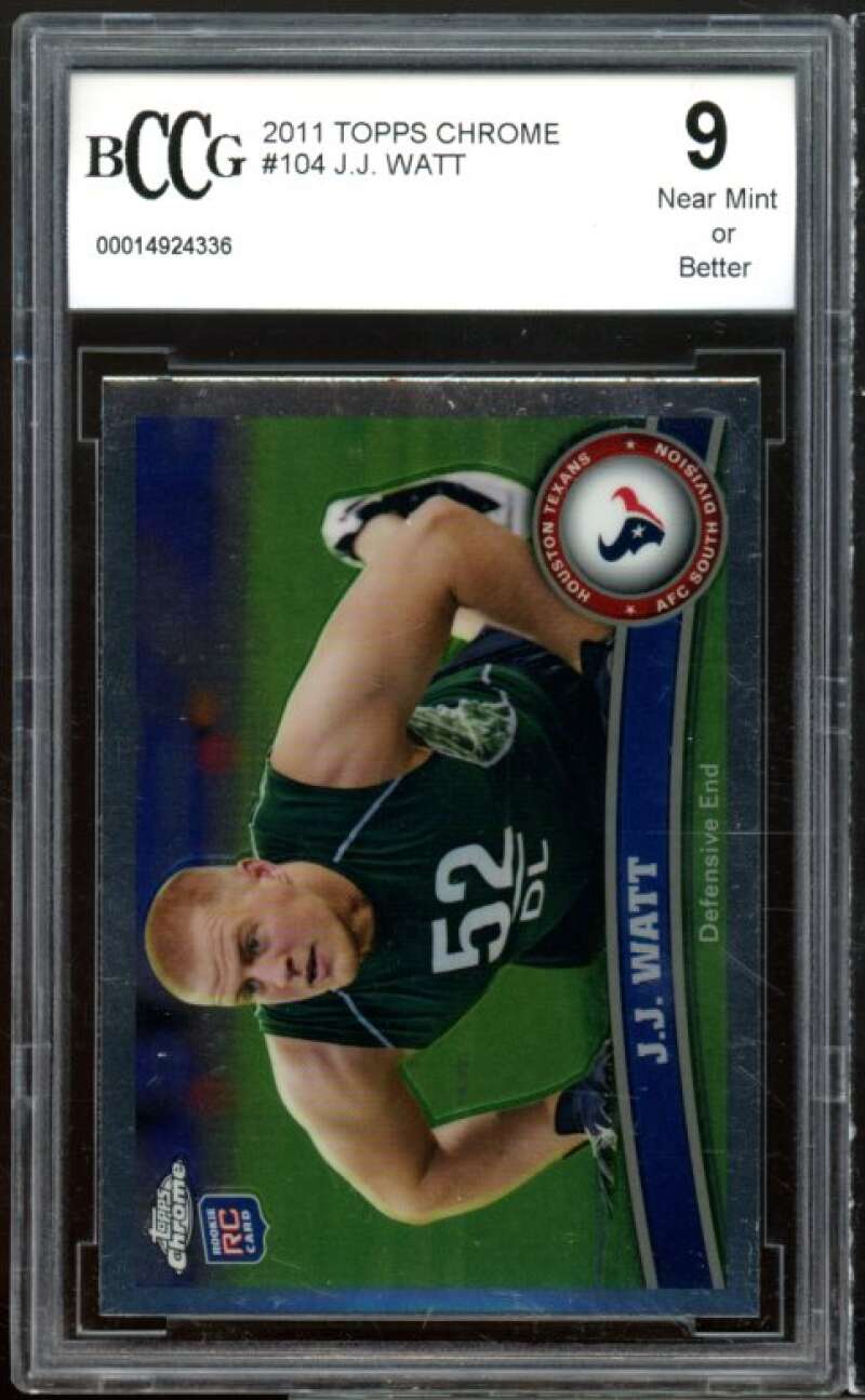 2011 Topps Chrome #104 J.J. Watt Rookie Card BGS BCCG 9 Near Mint+ Image 1