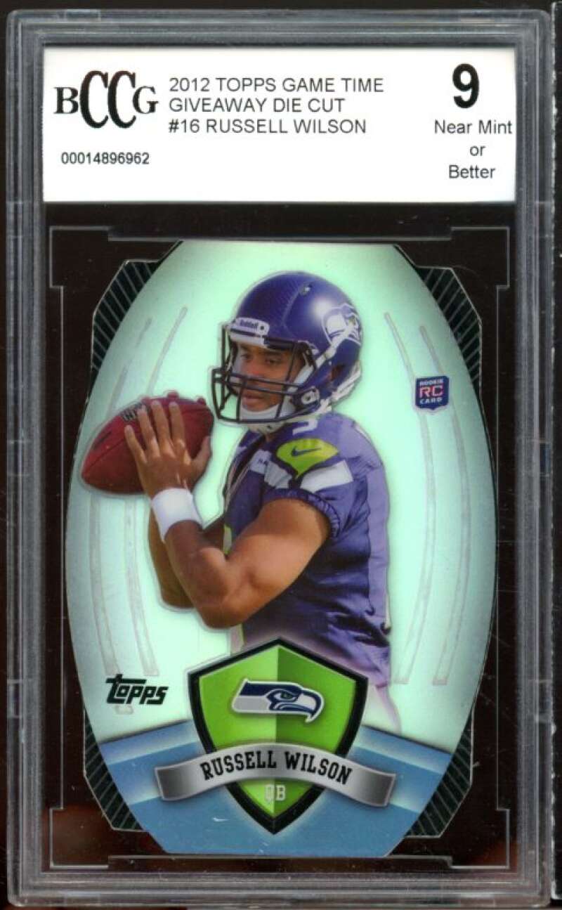 2012 Topps Game Time Giveaway DC #16 Russell Wilson Rookie BGS BCCG 9 Near Mint+ Image 1