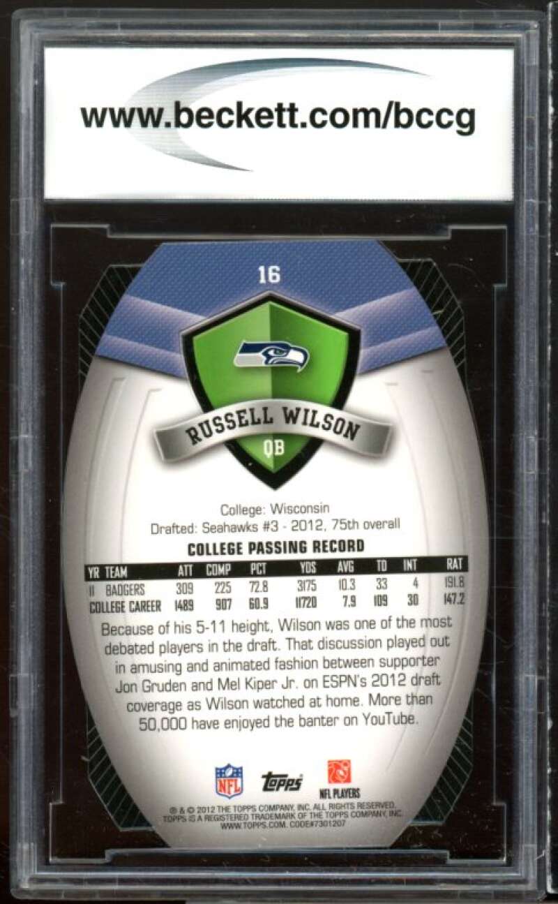 2012 Topps Game Time Giveaway DC #16 Russell Wilson Rookie BGS BCCG 9 Near Mint+ Image 2