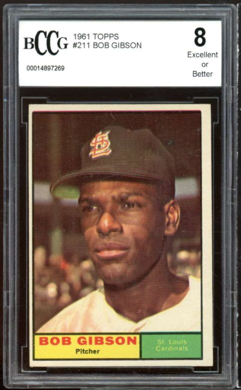 1961 Topps #211 Bob Gibson Card BGS BCCG 8 Excellent+ Image 1