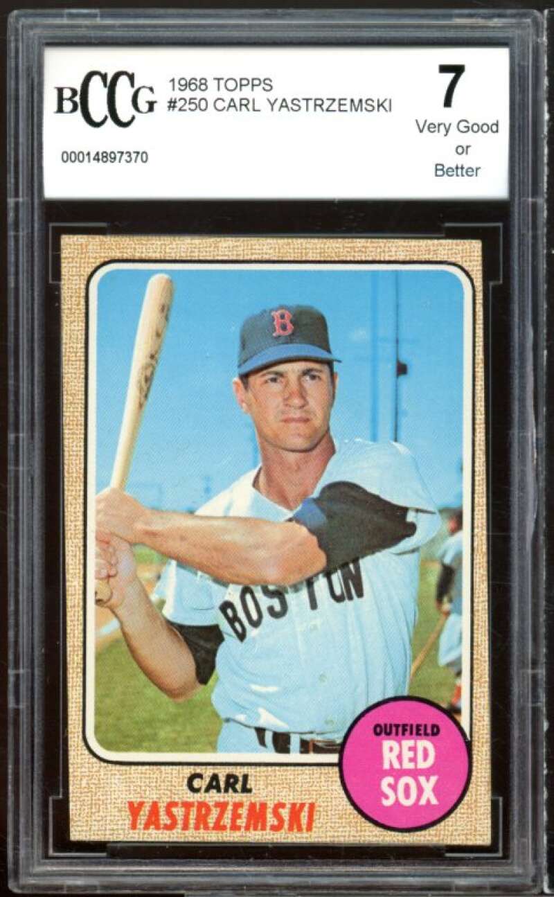 1968 Topps #250 Carl Yastrzemski Card BGS BCCG 7 Very Good+ Image 1