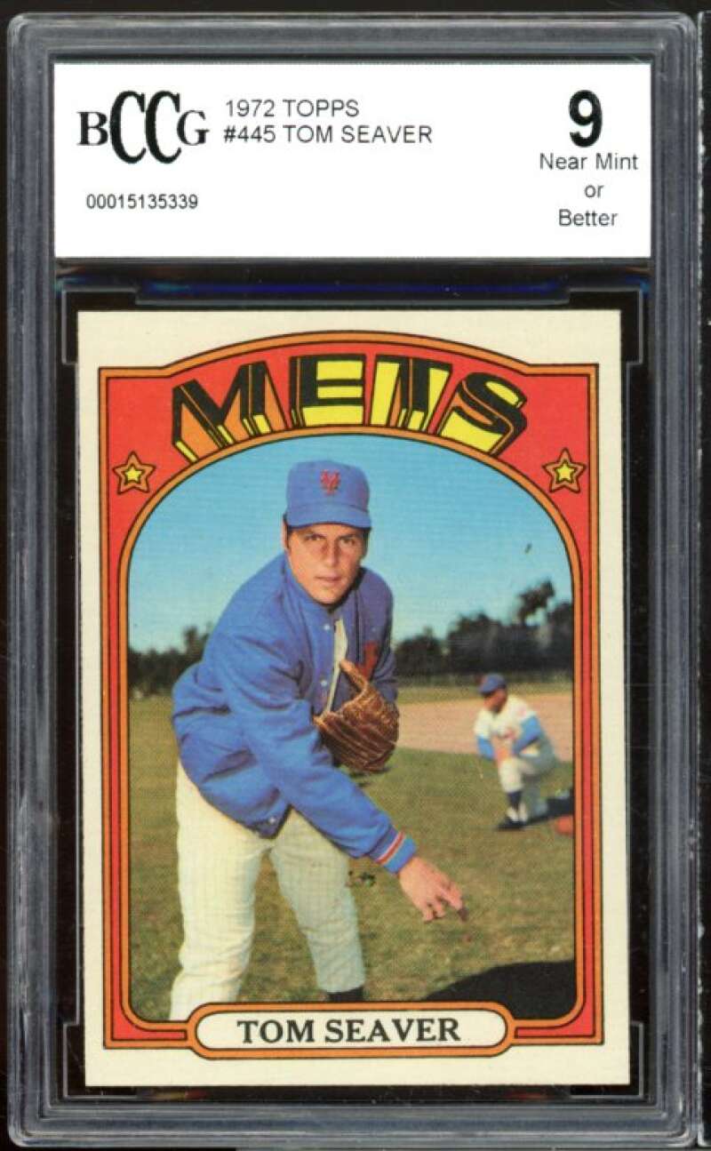 1972 Topps #445 Tom Seaver Card BGS BCCG 9 Near Mint+ Image 1