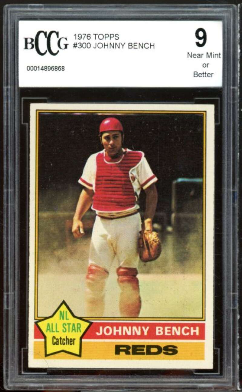 1976 Topps #300 Johnny Bench Card BGS BCCG 9 Near Mint+ Image 1