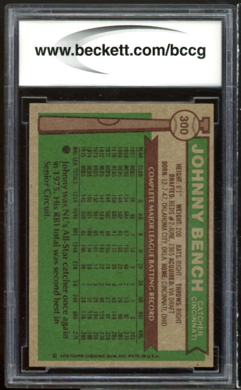 1976 Topps Baseball Card #300 Johnny Bench