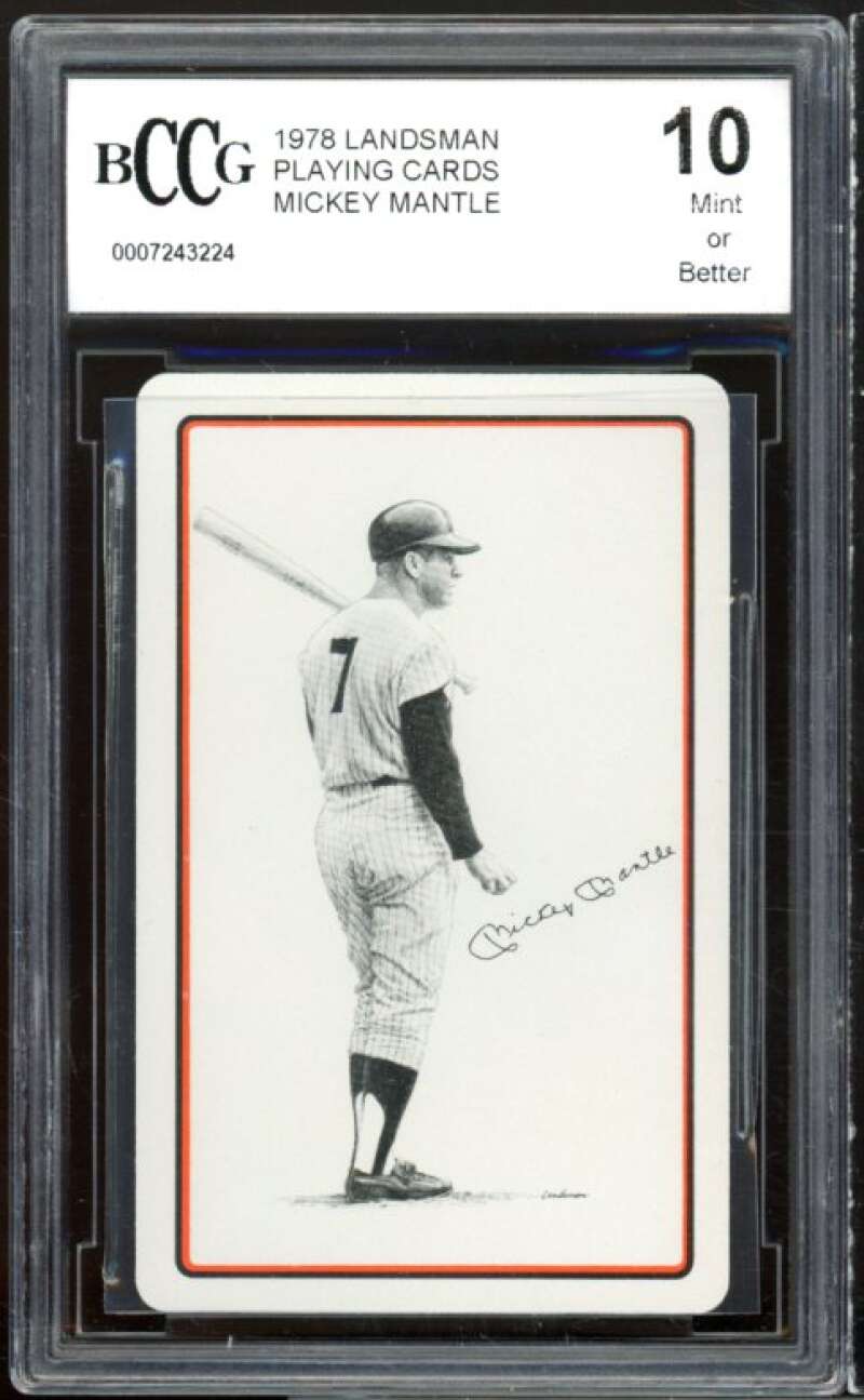 1978 Landsman Playing Cards #9s Mickey Mantle Card BGS BCCG 10 Mint+ Image 1