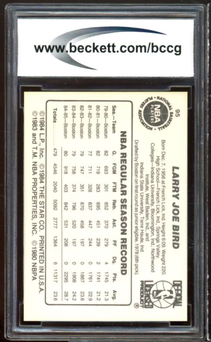 1985-86 Star #95g Larry Bird Card BGS BCCG 9 Near Mint+ Image 2