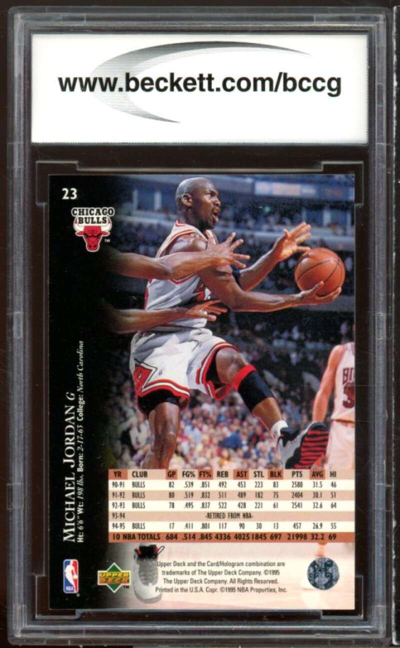 1995-96 Upper Deck Electric Court #23 Michael Jordan Card BGS BCCG 9 Near Mint+ Image 2