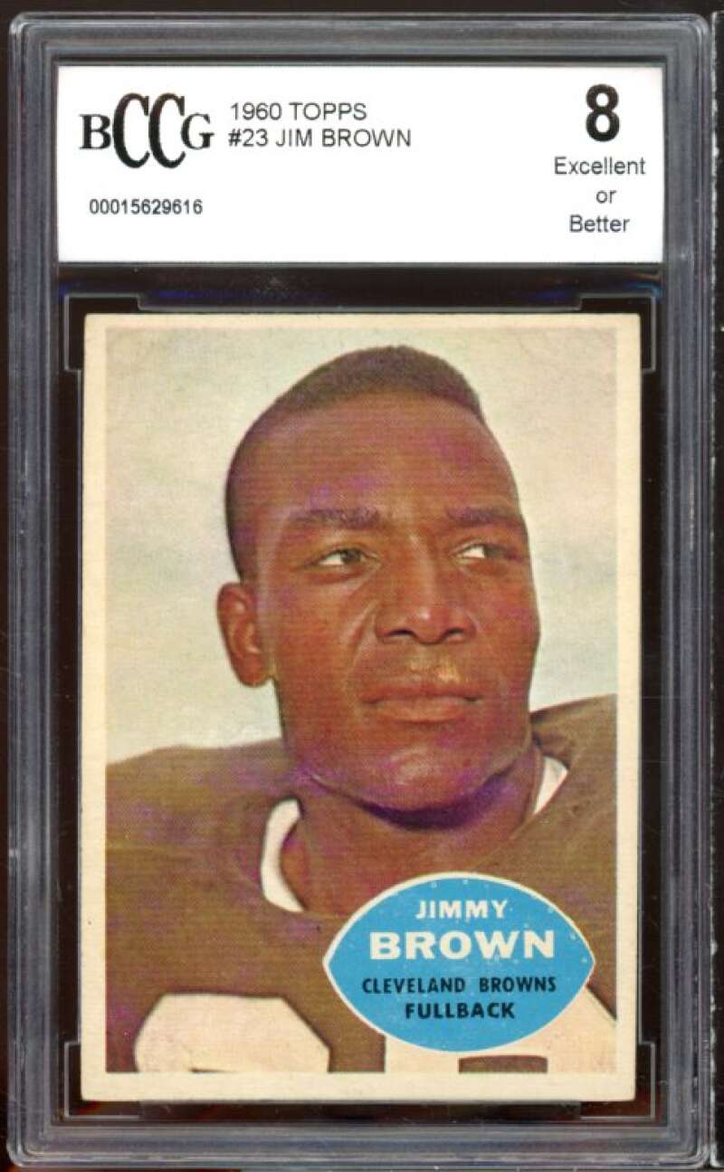 1960 Topps #23 Jim Brown Card BGS BCCG 8 Excellent+ Image 1