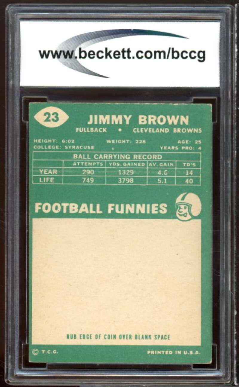 1960 Topps #23 Jim Brown Card BGS BCCG 8 Excellent+ Image 2