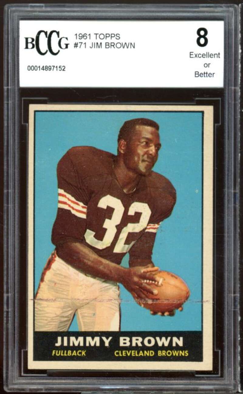 1961 Topps #71 Jim Brown Card BGS BCCG 8 Excellent+ Image 1