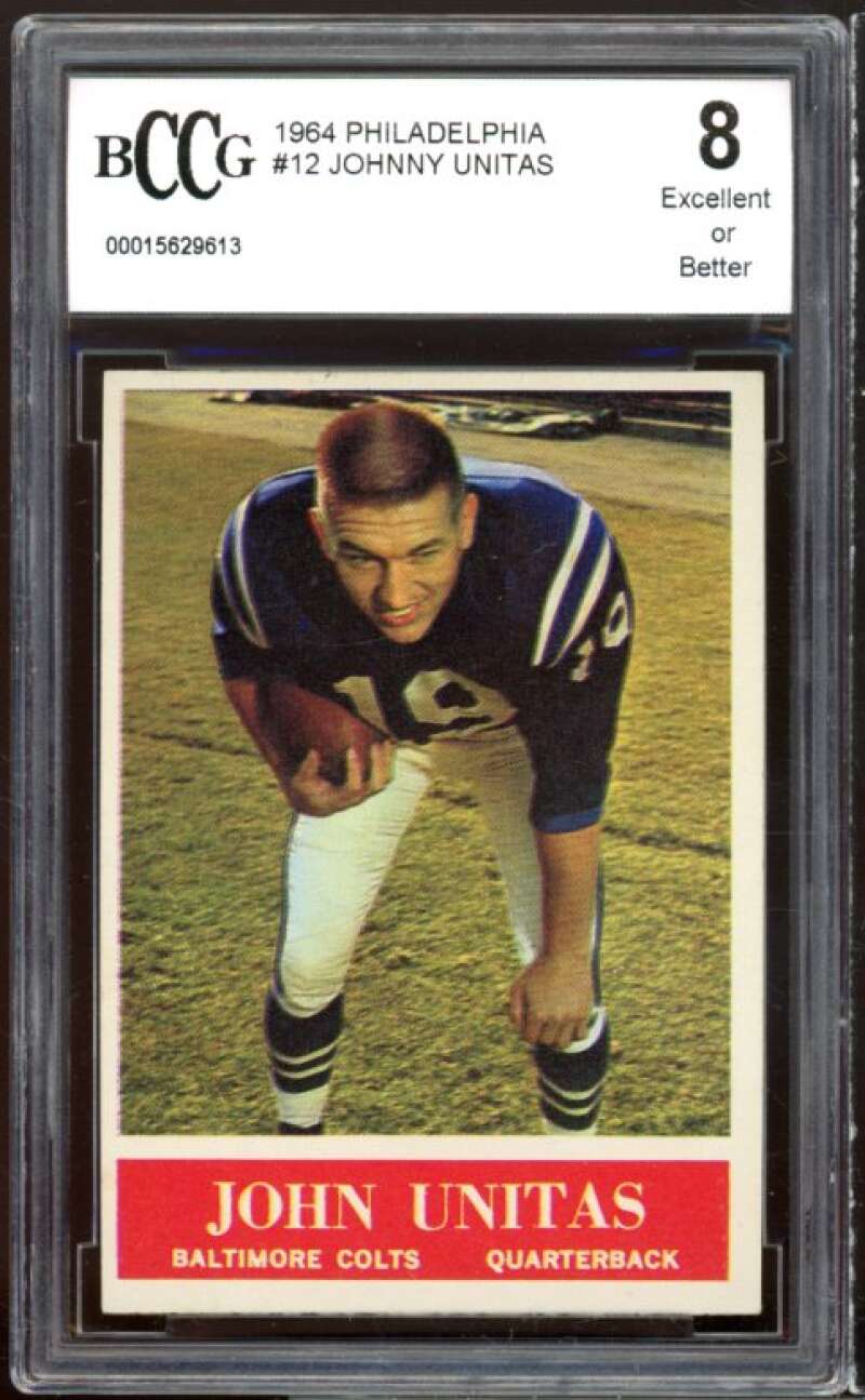 1964 Philadelphia #12 John Unitas Card BGS BCCG 8 Excellent+ Image 1