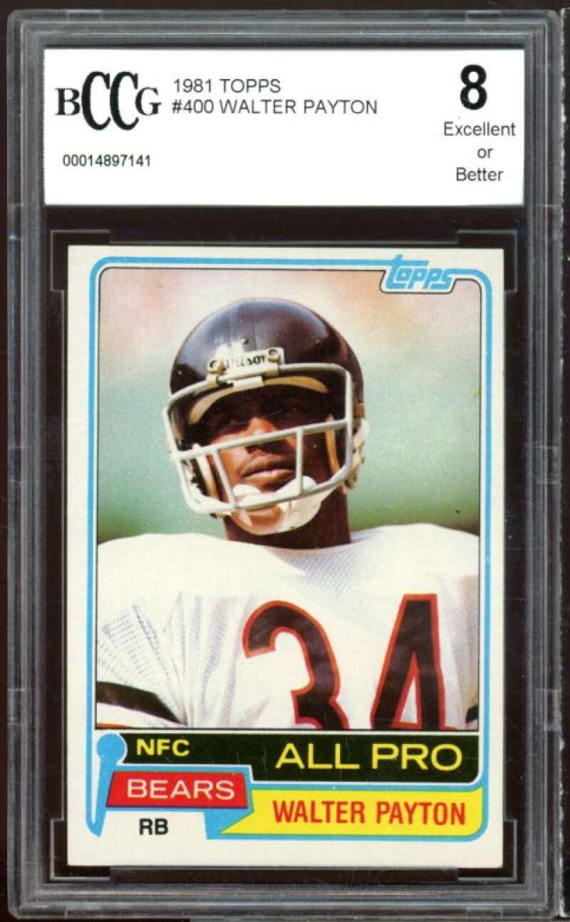 1981 Topps #400 Walter Payton Card BGS BCCG 8 Excellent+ Image 1