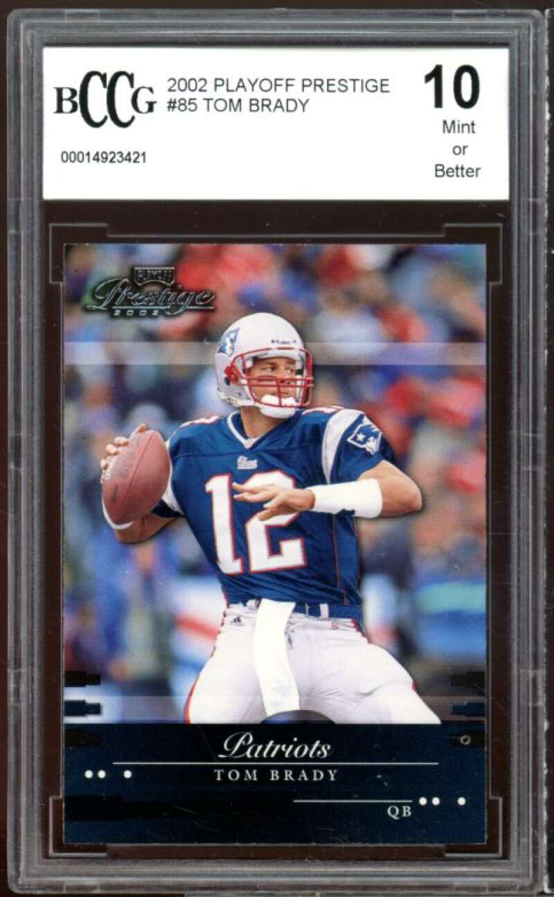 2002 Playoff Prestige #85 Tom Brady Card BGS BCCG 10 Mint+ Image 1