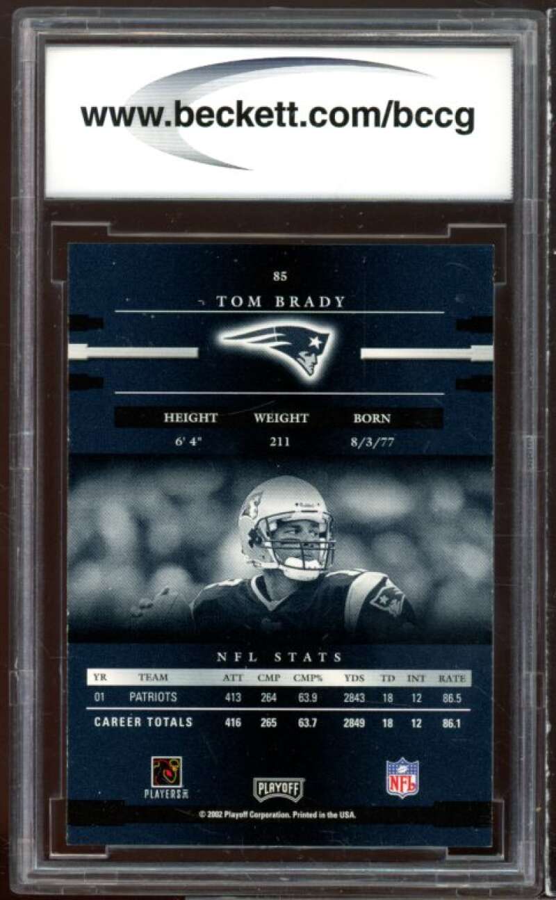 2002 Playoff Prestige #85 Tom Brady Card BGS BCCG 10 Mint+ Image 2