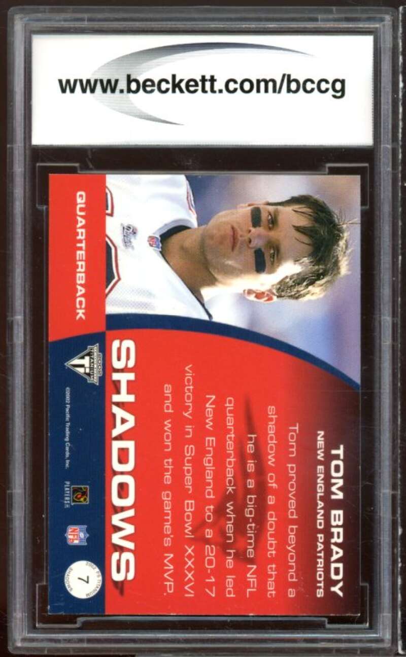 2002 Titanium Shadows #7 Tom Brady Card BGS BCCG 10 Mint+ Image 2