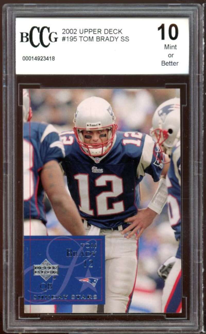 2002 Upper Deck #195 Tom Brady Card BGS BCCG 10 Mint+ Image 1