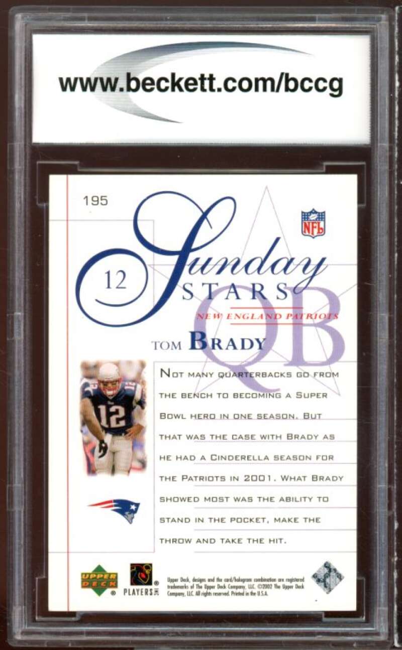 2002 Upper Deck #195 Tom Brady Card BGS BCCG 10 Mint+ Image 2