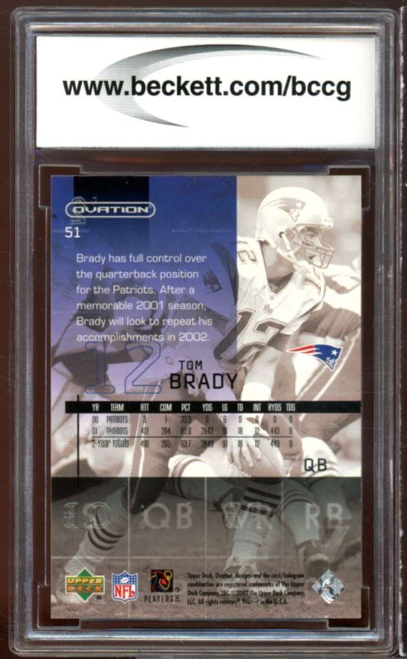 2000 Upper Deck Ovation #51 Tom Brady Card BGS BCCG 10 Mint+ Image 2