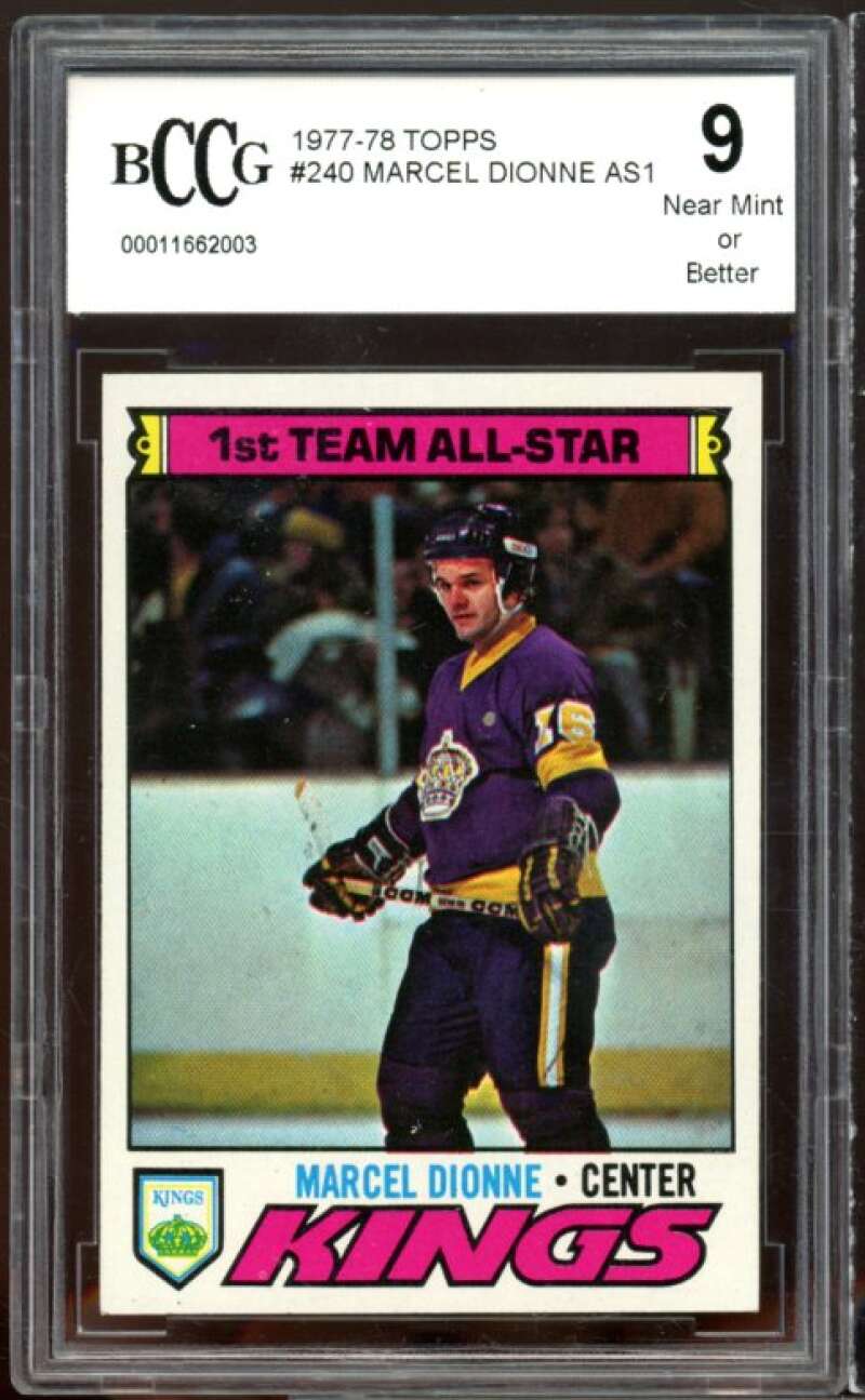 1977-78 Topps #240 Marcel Dionne Card BGS BCCG 9 Near Mint+ Image 1