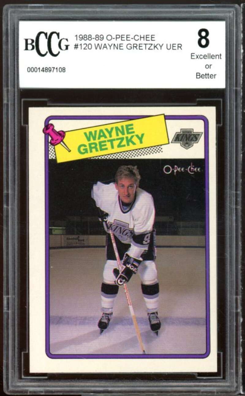 1988-89 O-Pee-Chee #120 Wayne Gretzky Card BGS BCCG 8 Excellent+ Image 1