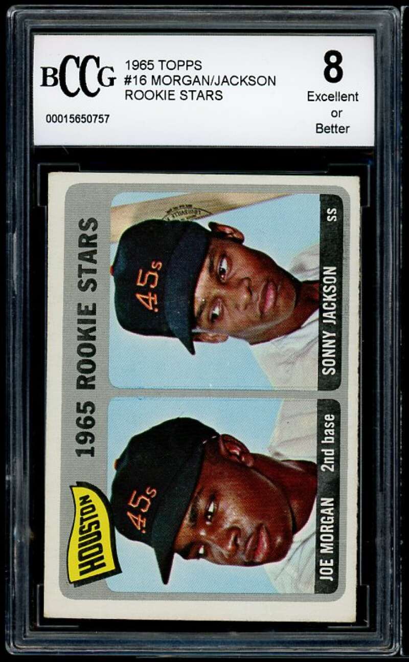 1965 Topps #16 Joe Morgan/Sonny Jackson Rookie Card BGS BCCG 8 Excellent+ Image 1