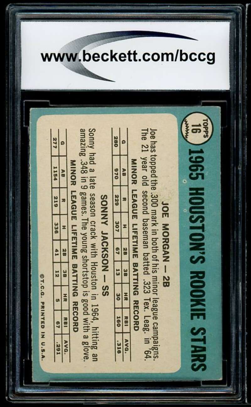 1965 Topps #16 Joe Morgan/Sonny Jackson Rookie Card BGS BCCG 8 Excellent+ Image 2