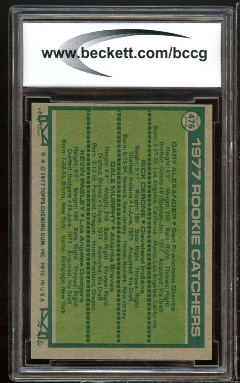 1977 Topps #476 Dale Murphy Rookie Card BGS BCCG 9 Near Mint+ –