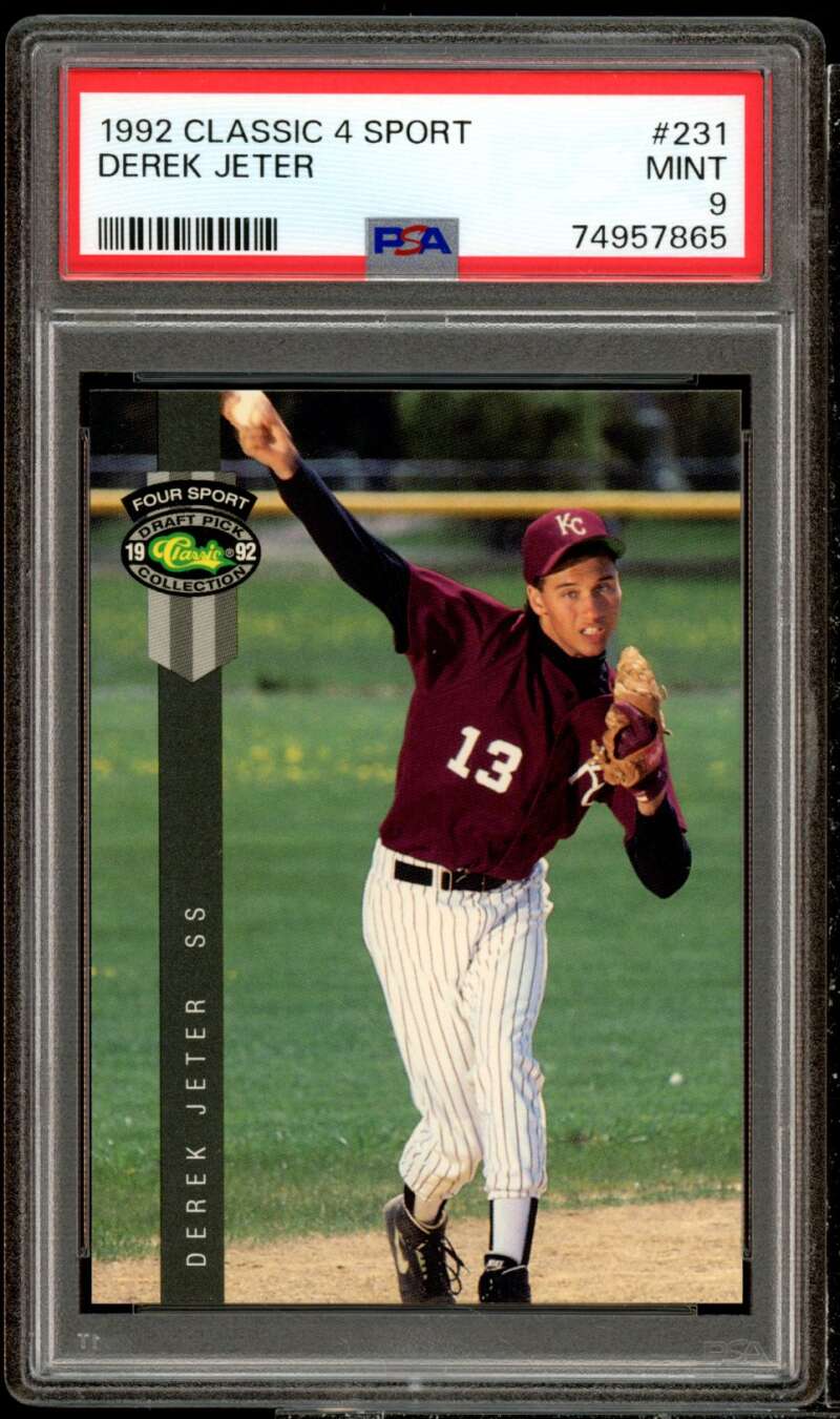 Derek Jeter Rookie Card 1992 Classic 4 Sport #231 PSA 9 Image 1